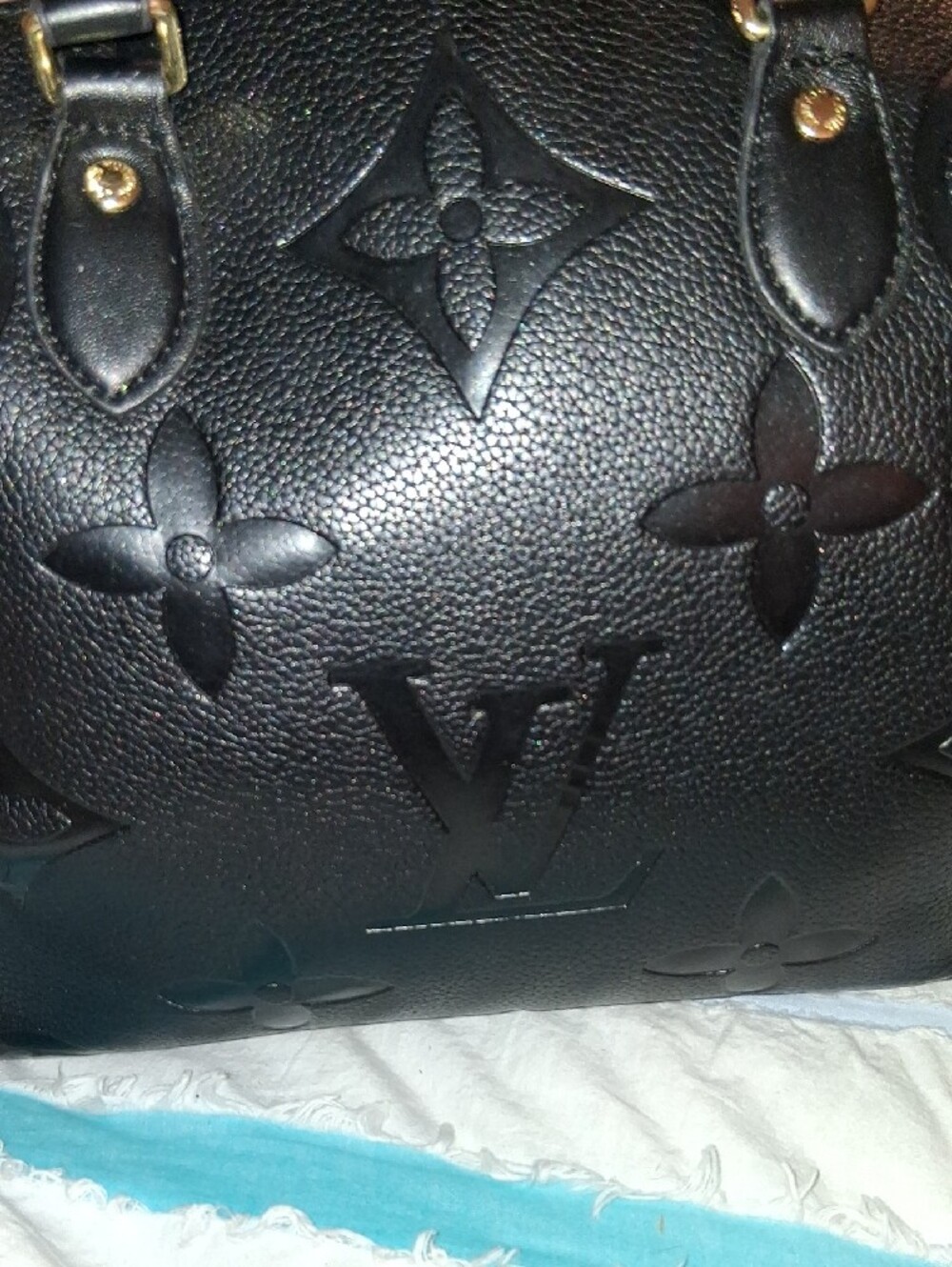 Black Embossed Monogram Purse with Leopard Side Panels, **No Bundle, Firm Price* - Picture 5 of 16